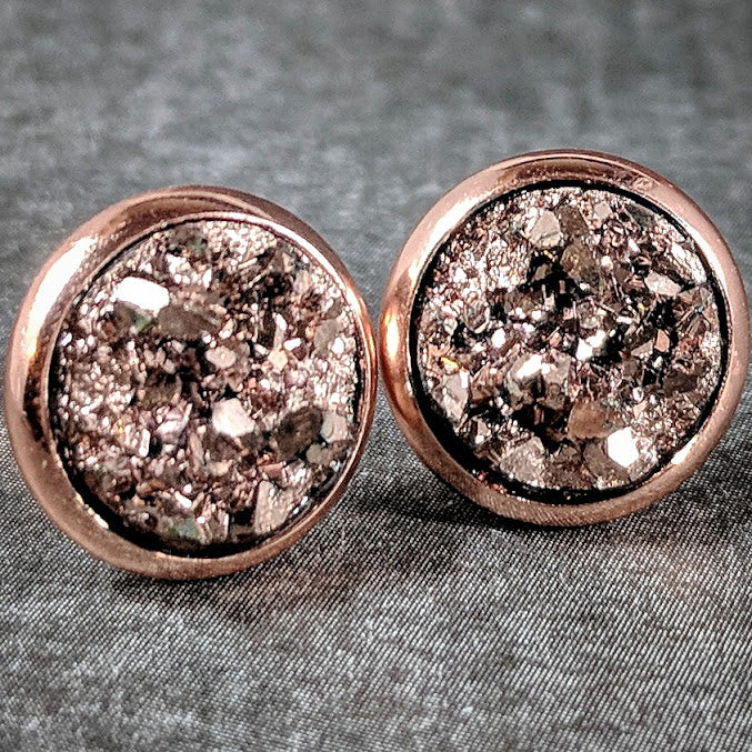 Rose gold druzy deals earrings