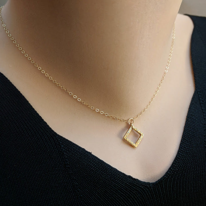 14k Gold Filled Square Necklace - As Seen On TV's "Arrow" - Worn by Emily Richards as Felicity Ep. 613