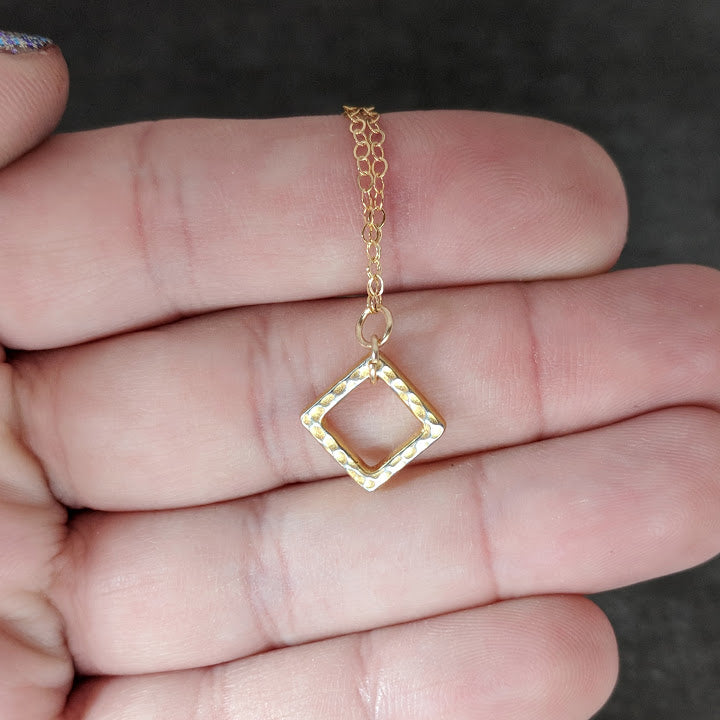 14k Gold Filled Square Necklace - As Seen On TV's "Arrow" - Worn by Emily Richards as Felicity Ep. 613