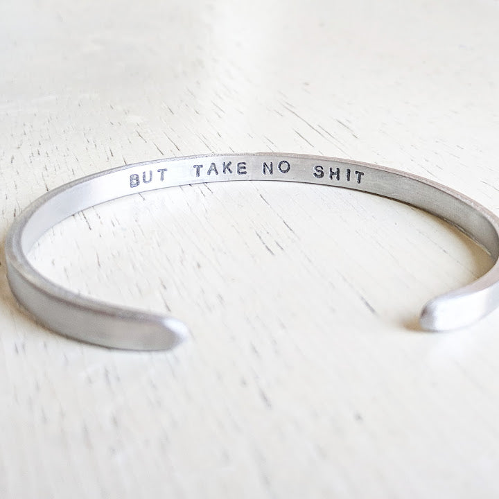 Silver "Do No Harm" Skinny Cuff Bracelet