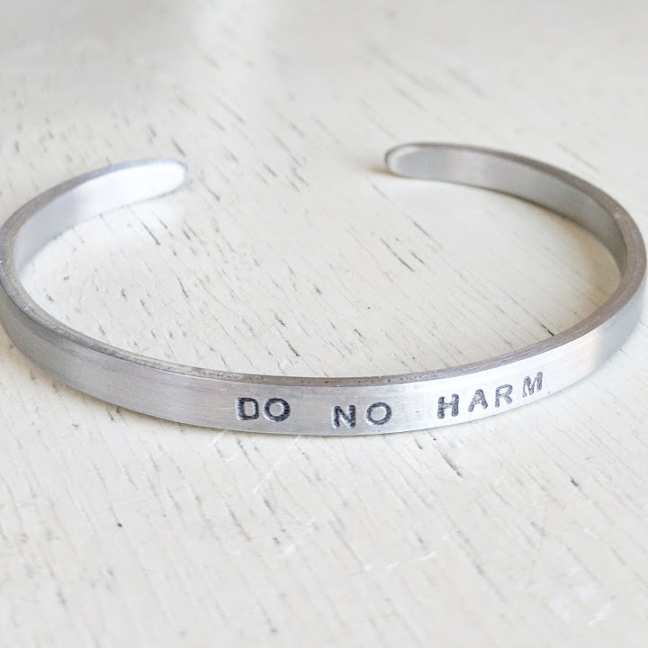 Custom Bracelet, Personalized Silver Aluminum Cuff