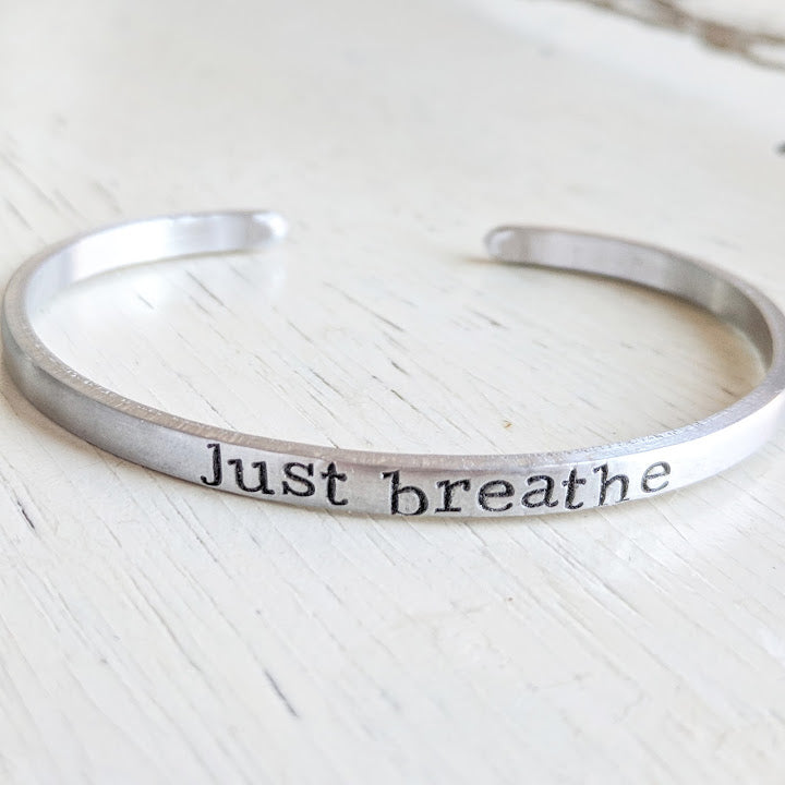 Custom Bracelet, Personalized Silver Aluminum Cuff