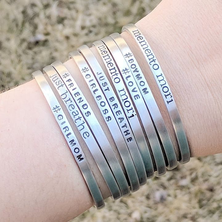 Silver "Do No Harm" Skinny Cuff Bracelet