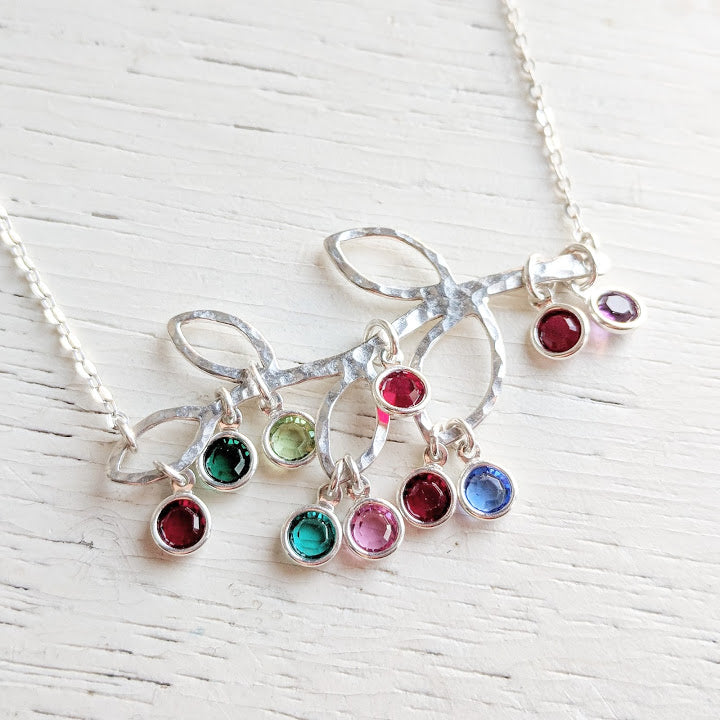 Family Tree Necklace with Birthstones