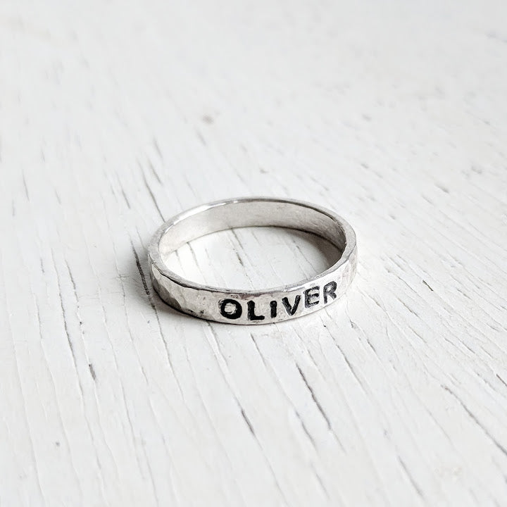 Stacking Silver Skinny Ring | Mommy Rings, Stackable Name Rings, Perso -  aka originals