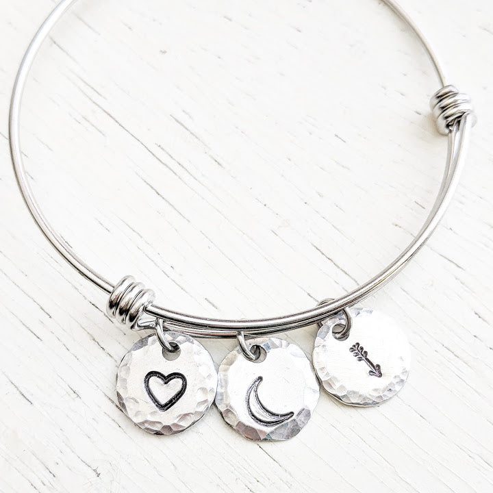 Love You to the Moon and Back Bangle Bracelet