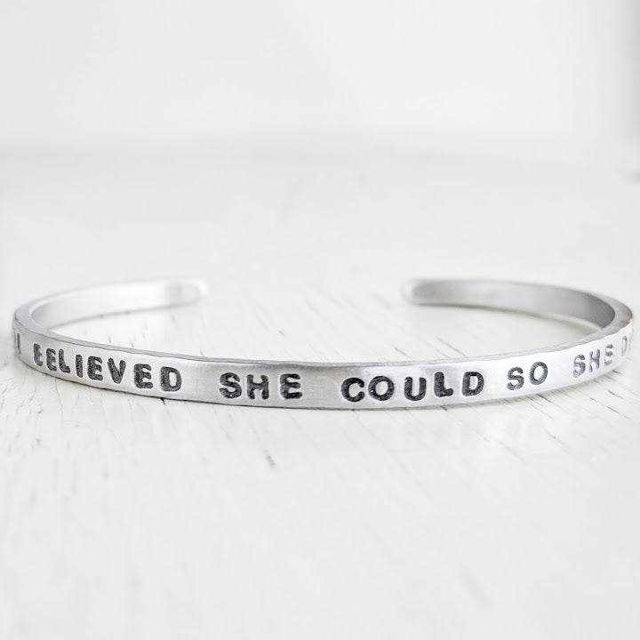 She Believed She Could So She Did Skinny Cuff Bracelet