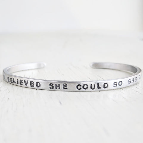 She Believed She Could So She Did Skinny Cuff Bracelet