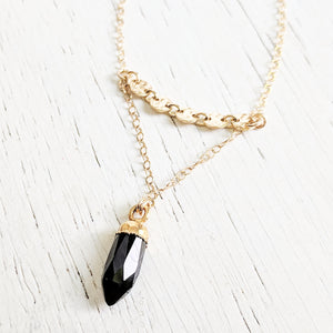 Onyx 14k Gold Sequin Layer Necklace - As Seen On CBS "God Friended Me" - Worn by Abby Awe as Lucy Season 1 Episode 7