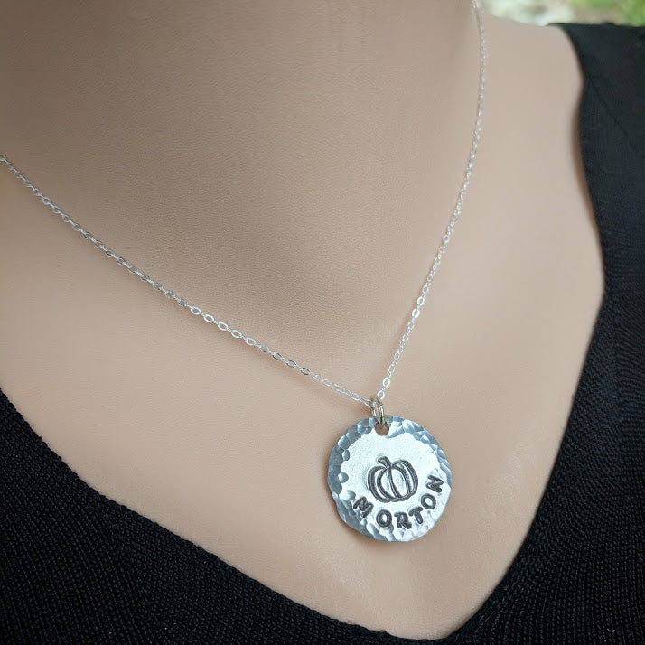 Morton Pumpkin Necklace on Sterling Silver Chain