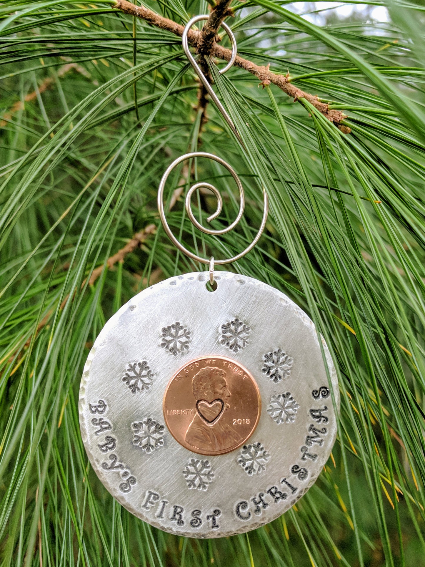 Baby's First Christmas Ornament with Real Penny - Collectible Baby Gift