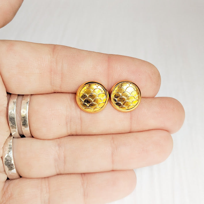 Gold Mermaid Stud Earrings - Hypoallergenic Posts