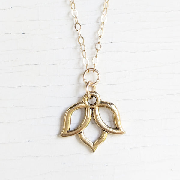 14k Gold Filled Lotus Necklace - As Seen On TV's "Fuller House" - Worn by Jodie Sweetin as Stephanie Tanner Season 4 Episode 7