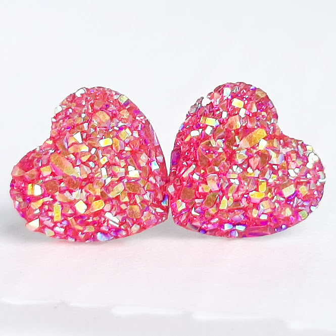 Glitter Heart Shaker Earrings, Valentines Heart Earrings