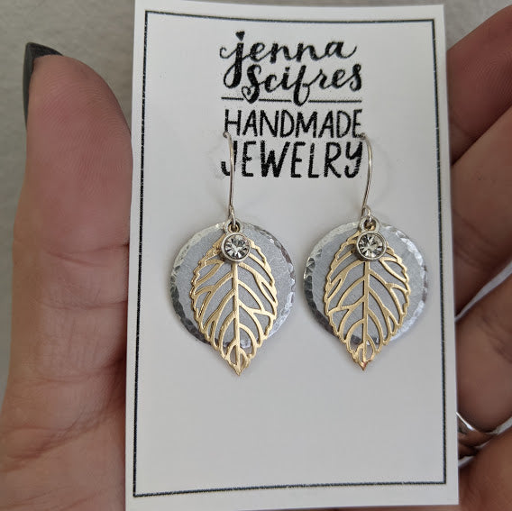 Mixed Metal Leaf Earrings