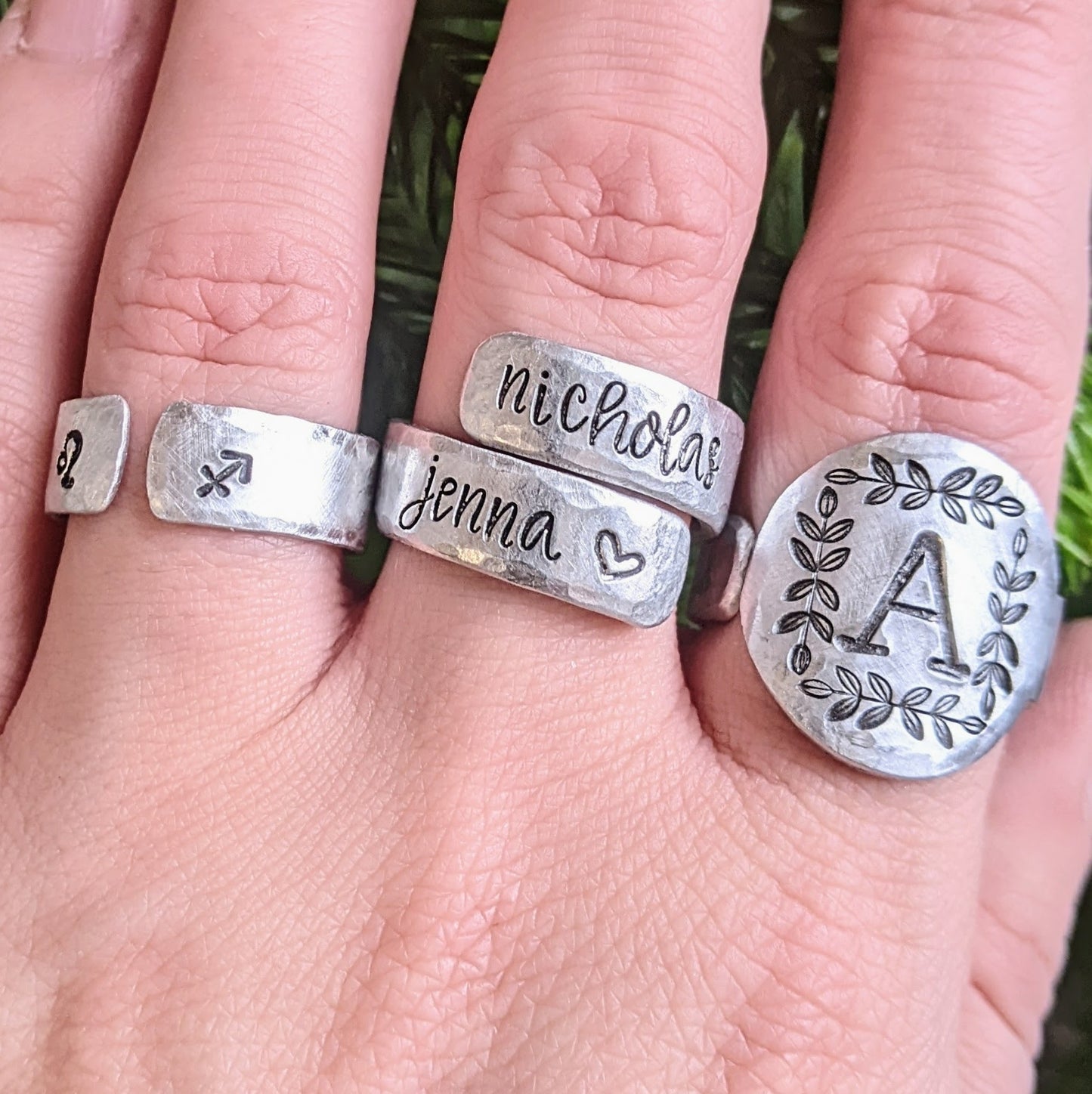 Dual Zodiac Signs Open Band Ring - Hypoallergenic Aluminum