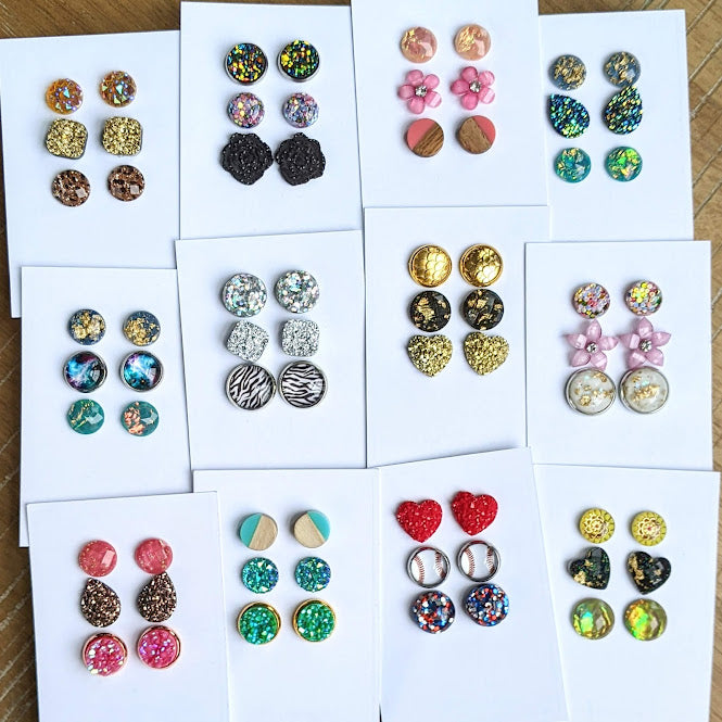 15 pack new Surprise grab bag of five high quality pairs of three layer earrings