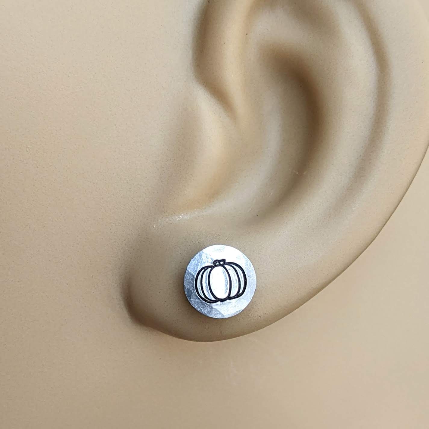 Pumpkin Stud Earrings 6mm - Hypoallergenic Titanium Posts