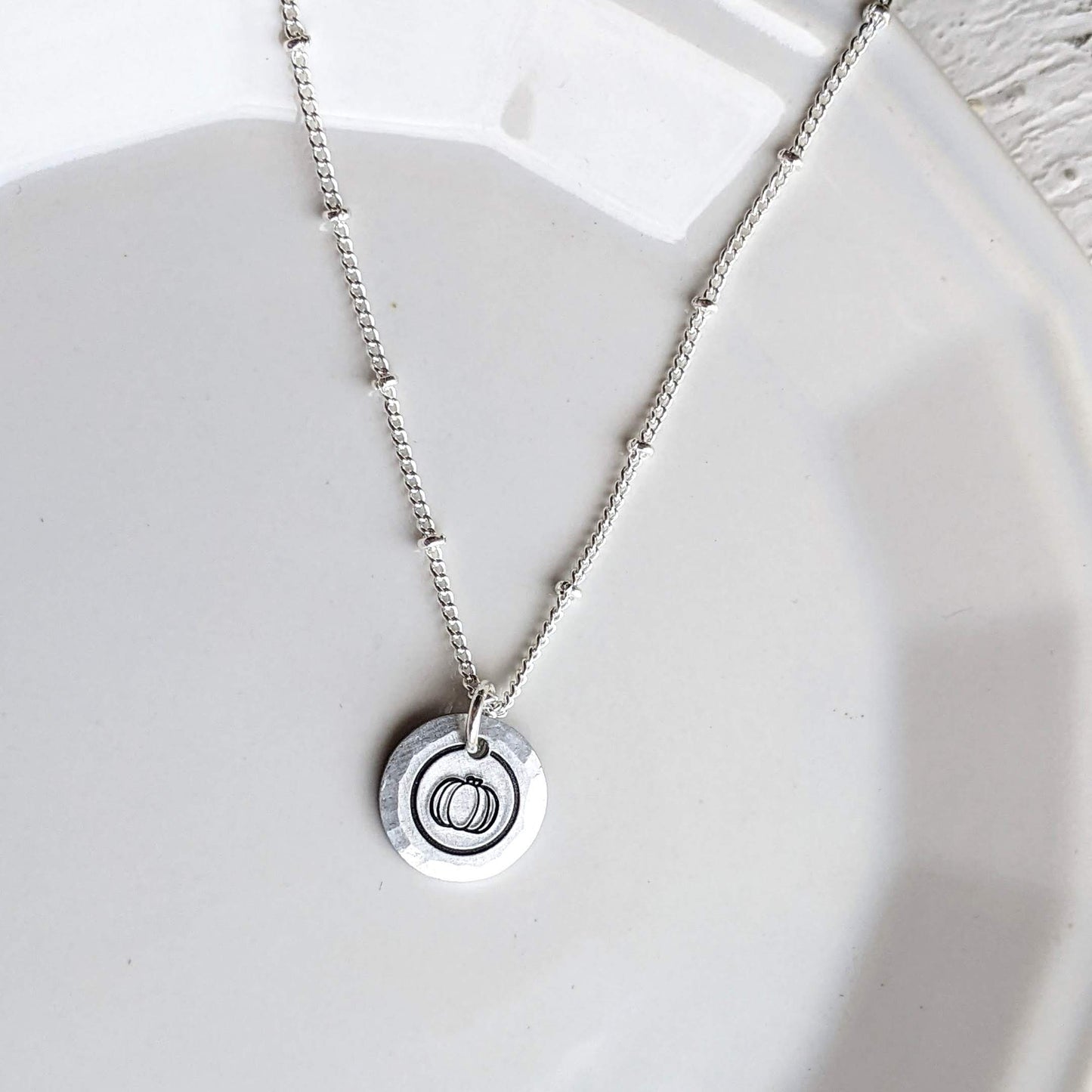 Pumpkin Circle Necklace - Gold or Silver Satellite Chain