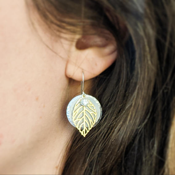 Mixed Metal Leaf Earrings