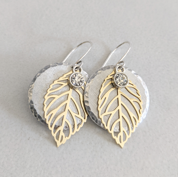 Mixed Metal Leaf Earrings