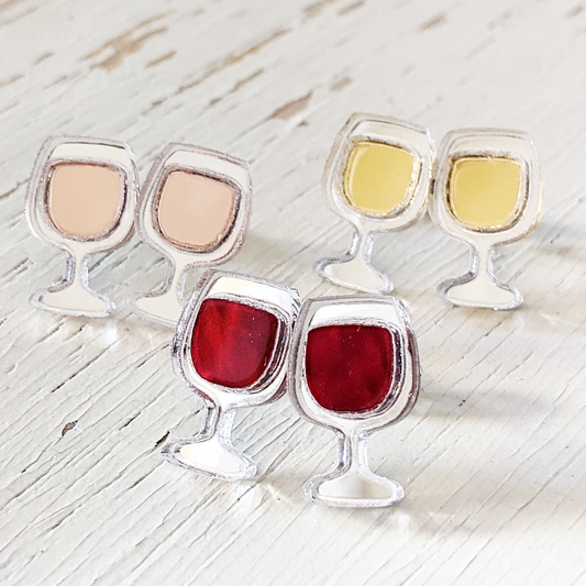 Wine Glass Earring Collection - Hypoallergenic Titanium Posts
