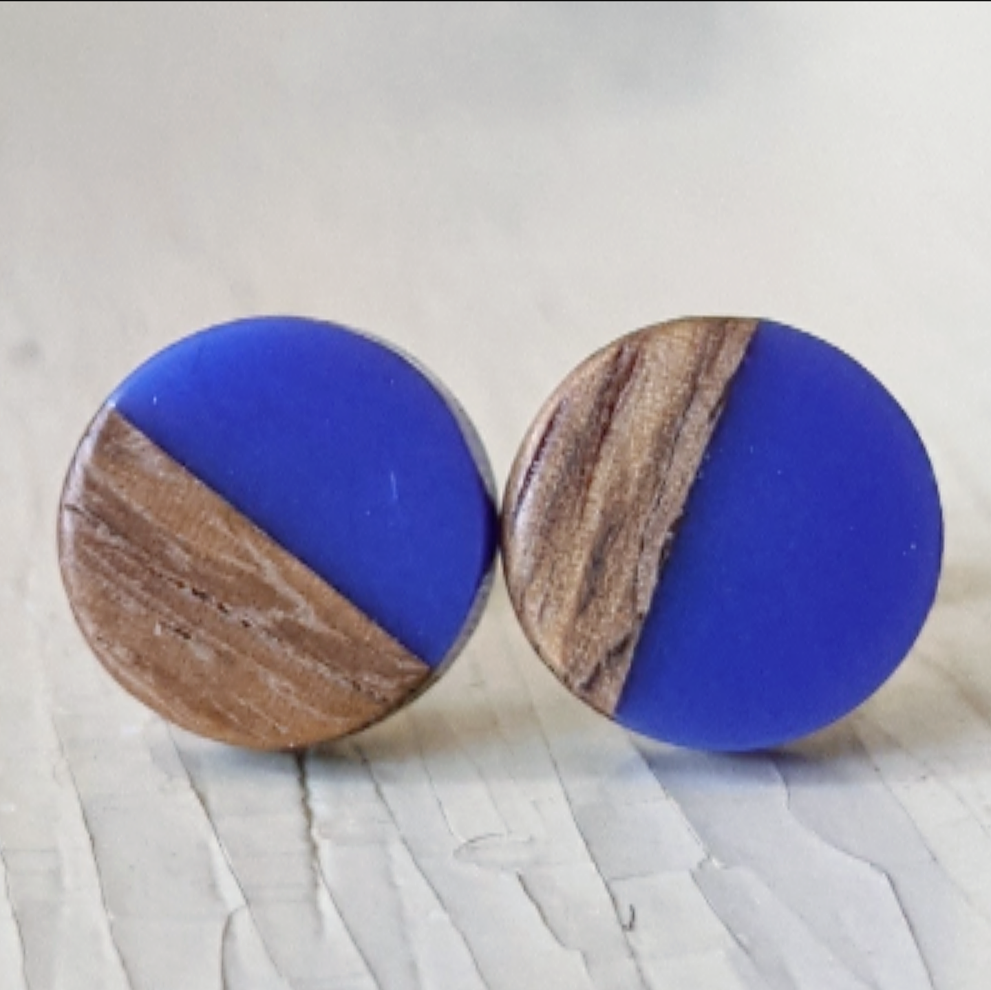 Wood Resin Stud Earring Collection