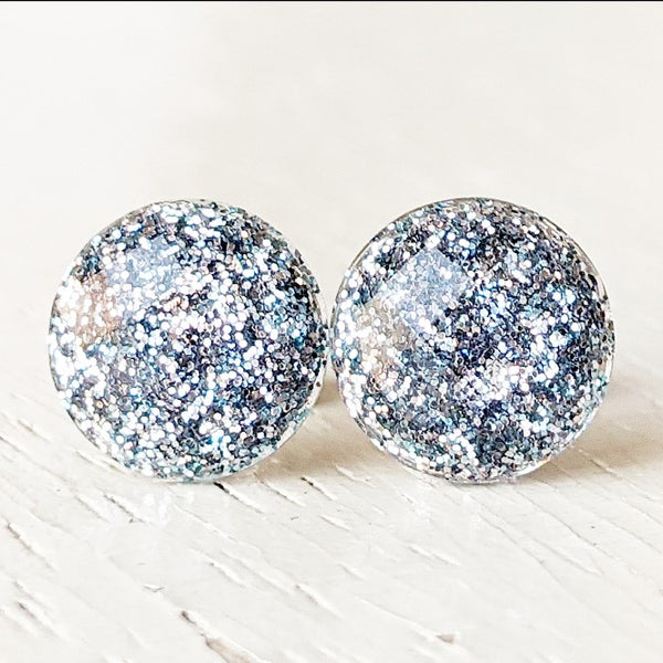 Shimmer Stud Earring Collection - 10mm Titanium