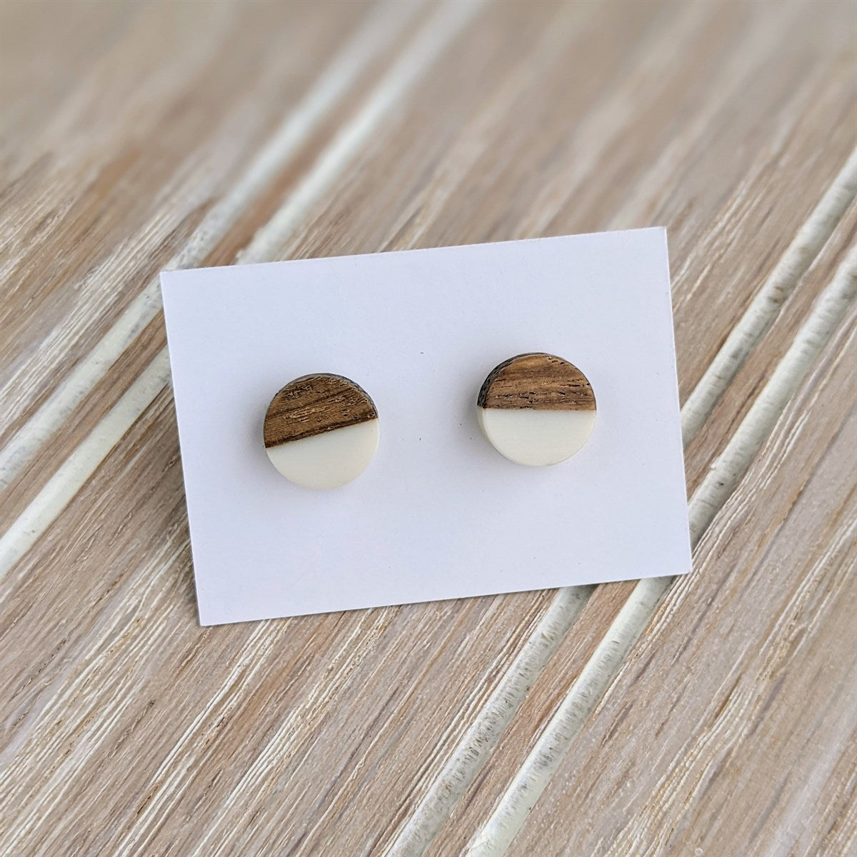 Wood Resin Stud Earring Collection