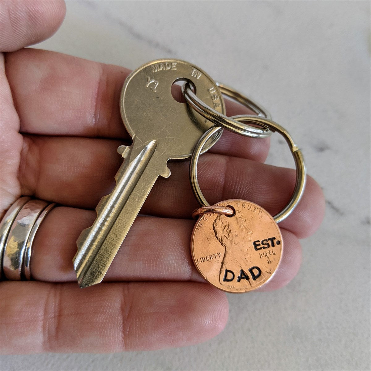 Name Est. Real Penny Keychain