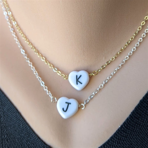 Initial Letter Heart Necklaces