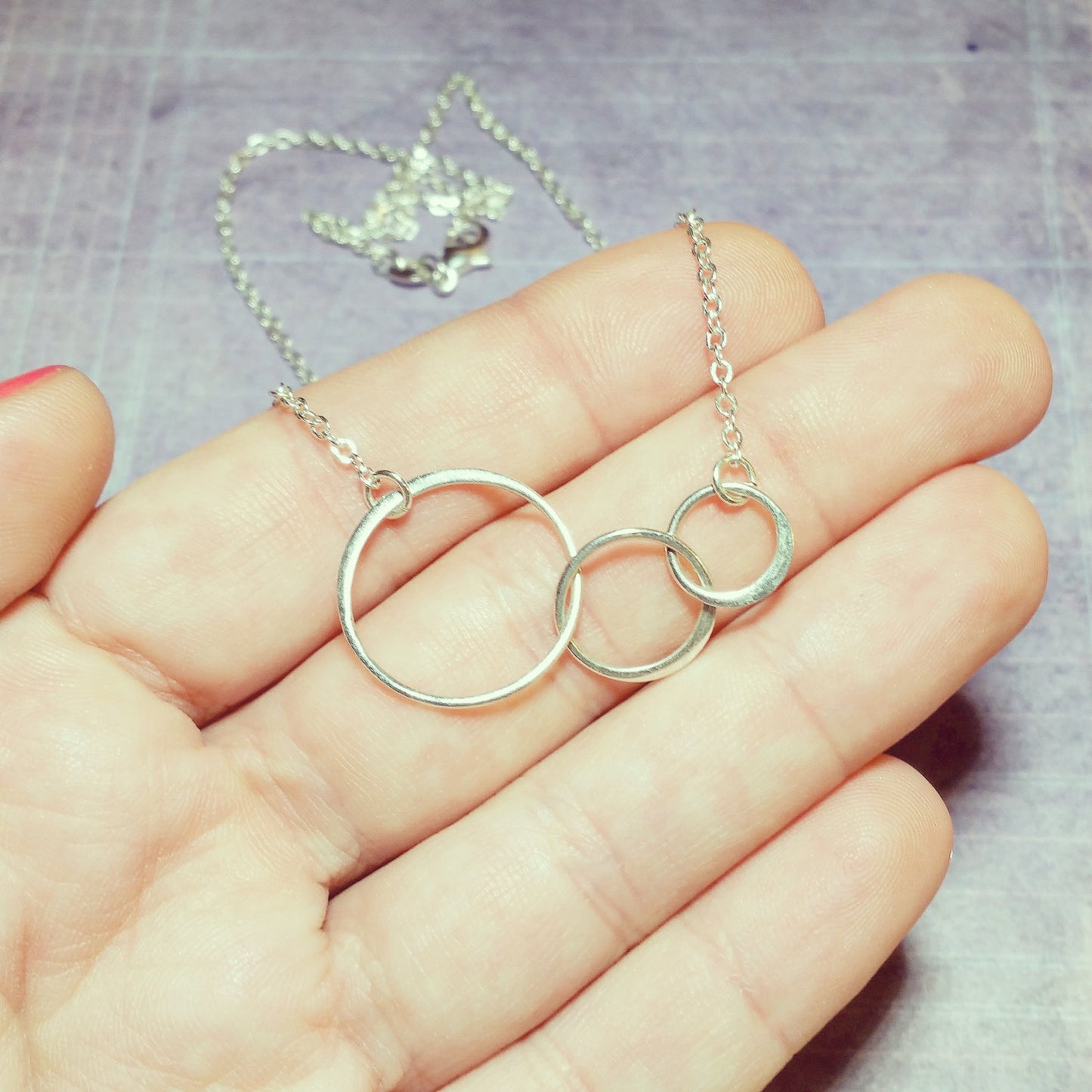 Three Links Sterling Silver Necklace