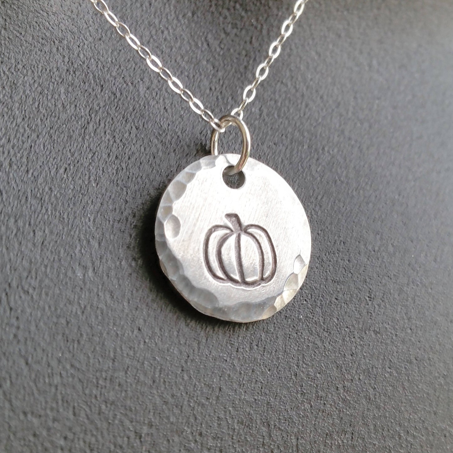 Silver Pumpkin Necklace on Sterling Silver Chain