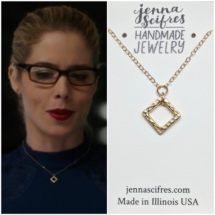 14k Gold Filled Square Necklace - As Seen On TV's "Arrow" - Worn by Emily Richards as Felicity Ep. 613