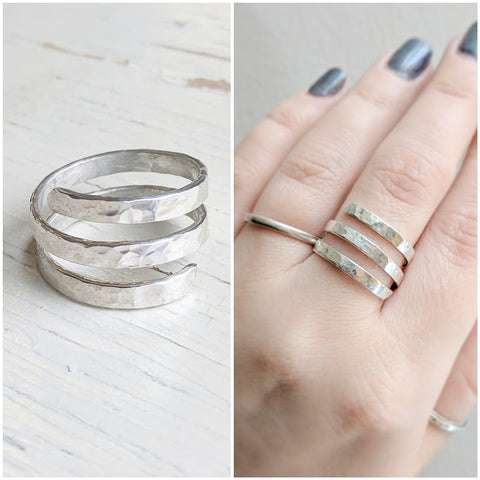 Sterling Silver Triple Spiral Ring - As Seen On TV CW's "Charmed" - Worn by actress Ellen Tamaki as Niko