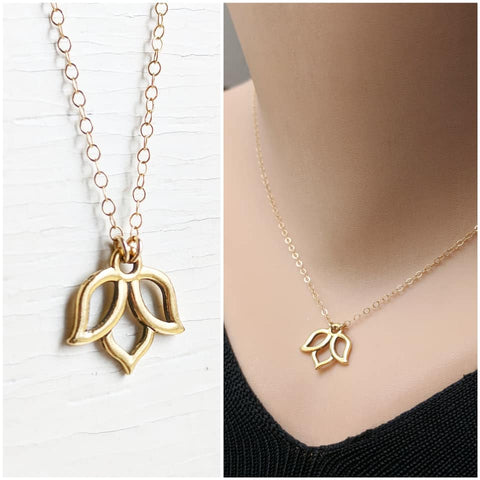 14k Gold Filled Lotus Necklace - As Seen On TV's "Fuller House" - Worn by Jodie Sweetin as Stephanie Tanner Season 4 Episode 7