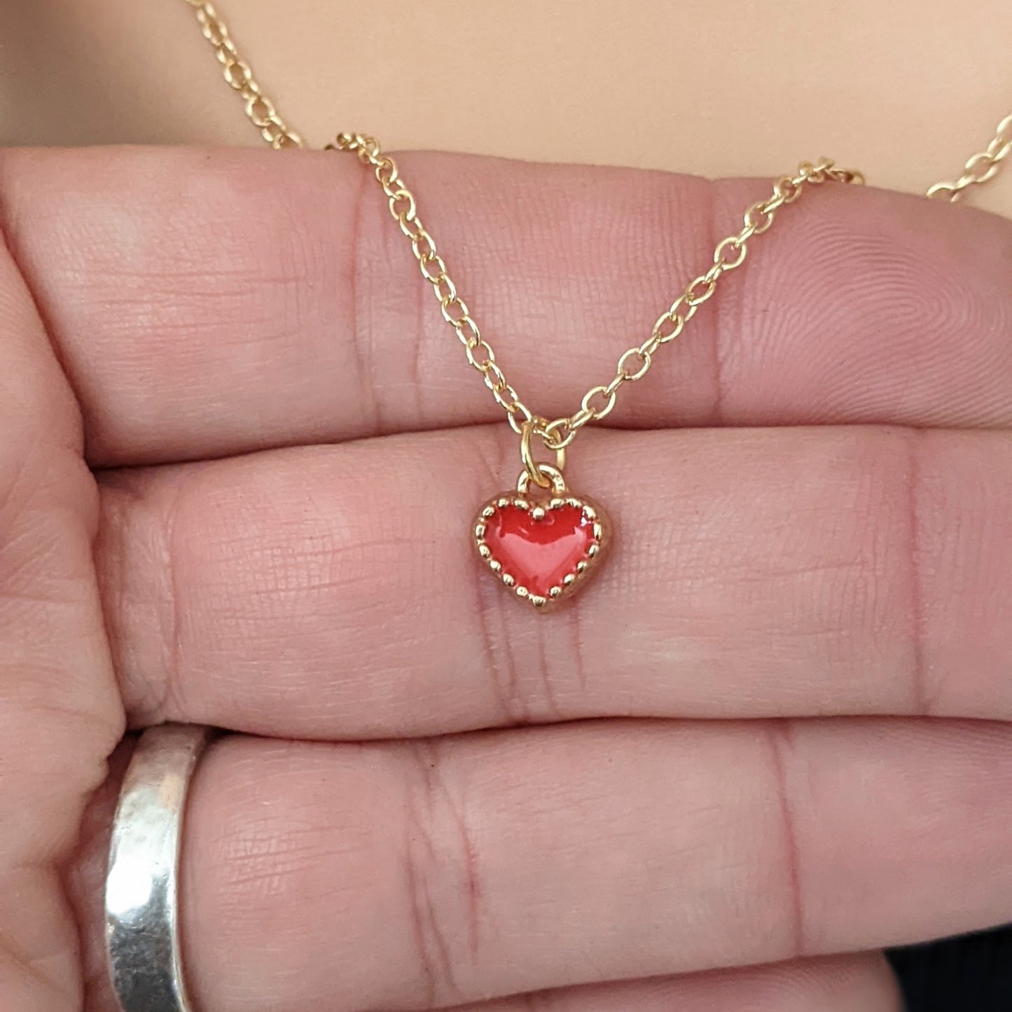 Mini Heart Charm Gold Necklace